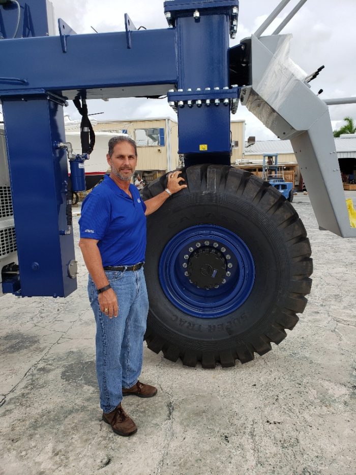 Mike Galati with new Marine Travelift at the Anna Maria Galati Service Yard