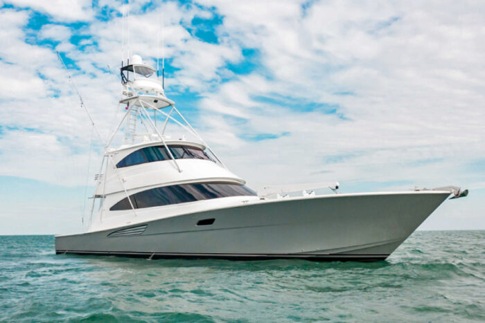 2018 Viking Yachts 72 Enclosed Bridge Red Lion