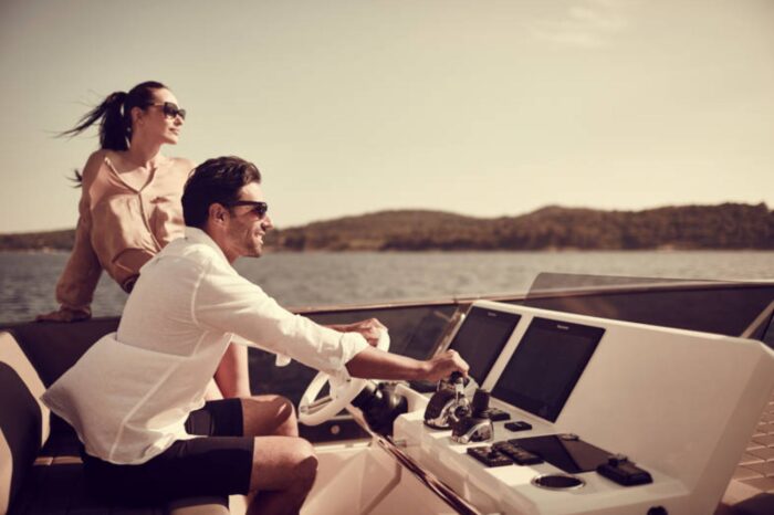 couple on a boat ride