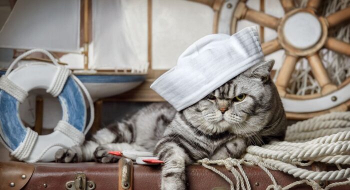 cat on a boat